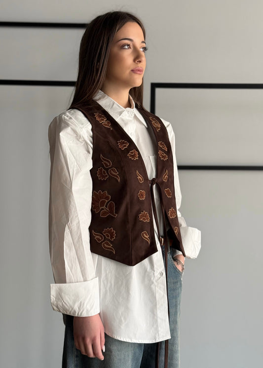 Gilet ZAHJR in suede con ricami