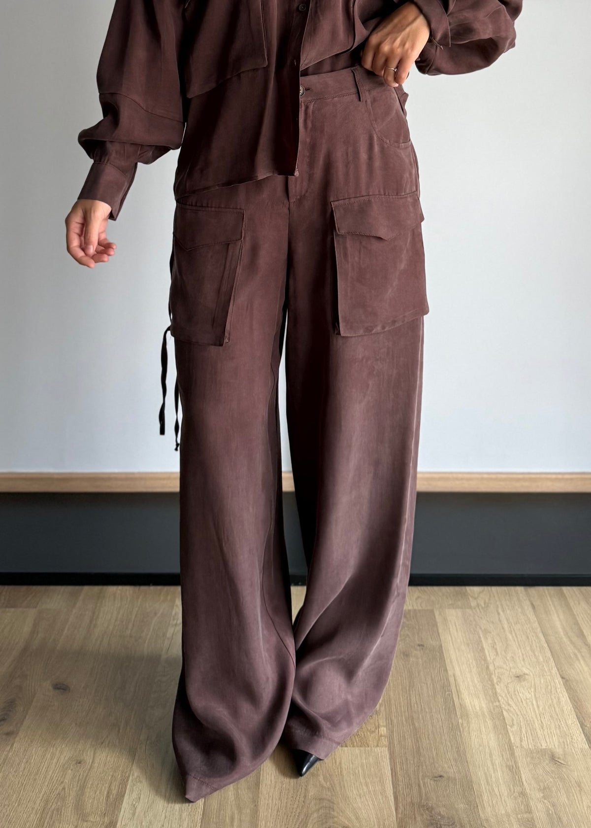 Pantalone cargo wide leg moro - ZAHJR