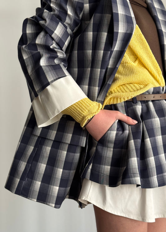 Blazer LUMINA a quadri blu