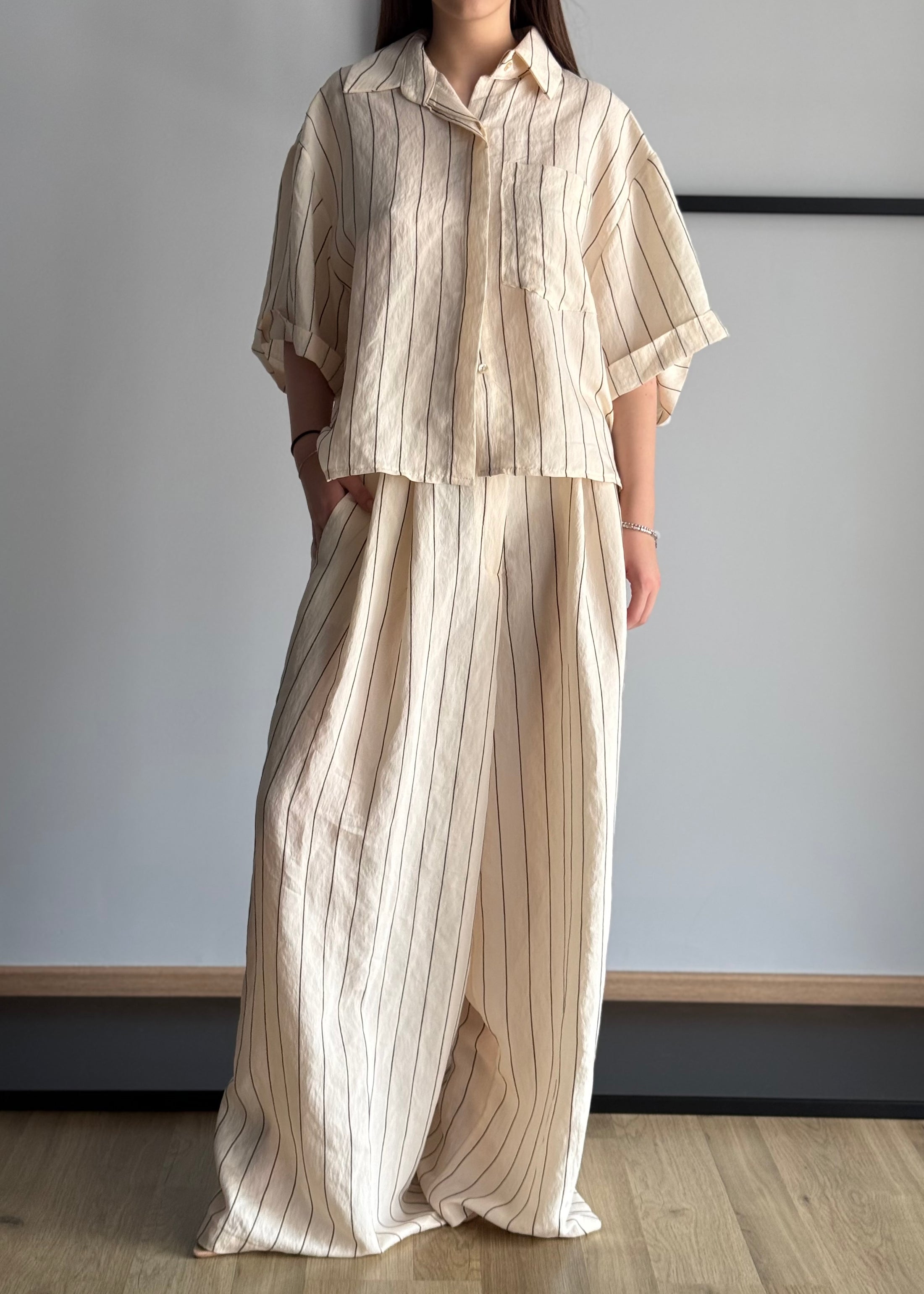 Camicia PHILIALOFT over rigata panna e moro