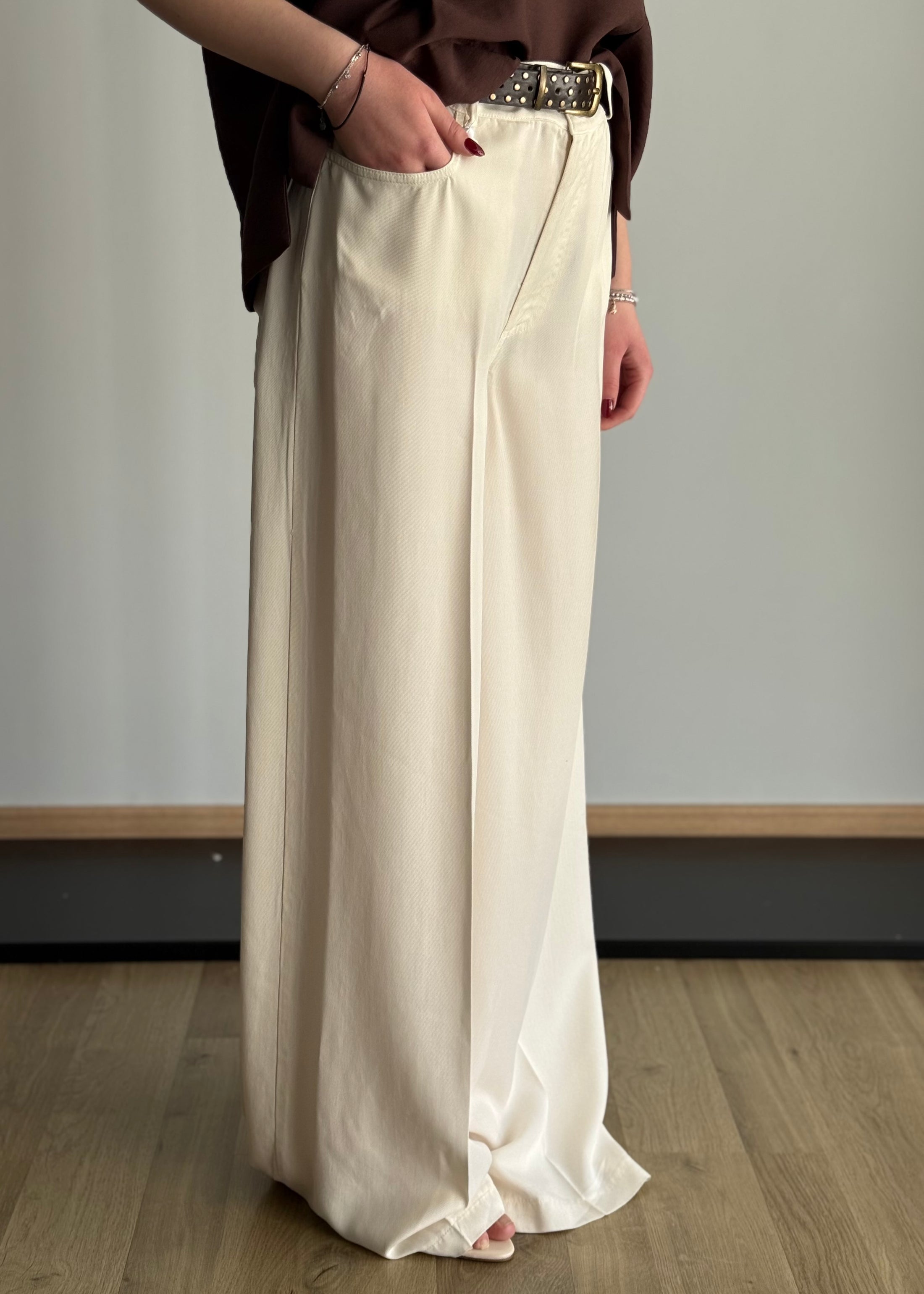 Pantalone palazzo ZAHJR con cintura borchiata