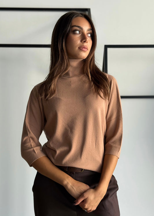 Maglia dolcevita a mezza manica -KONTATTO