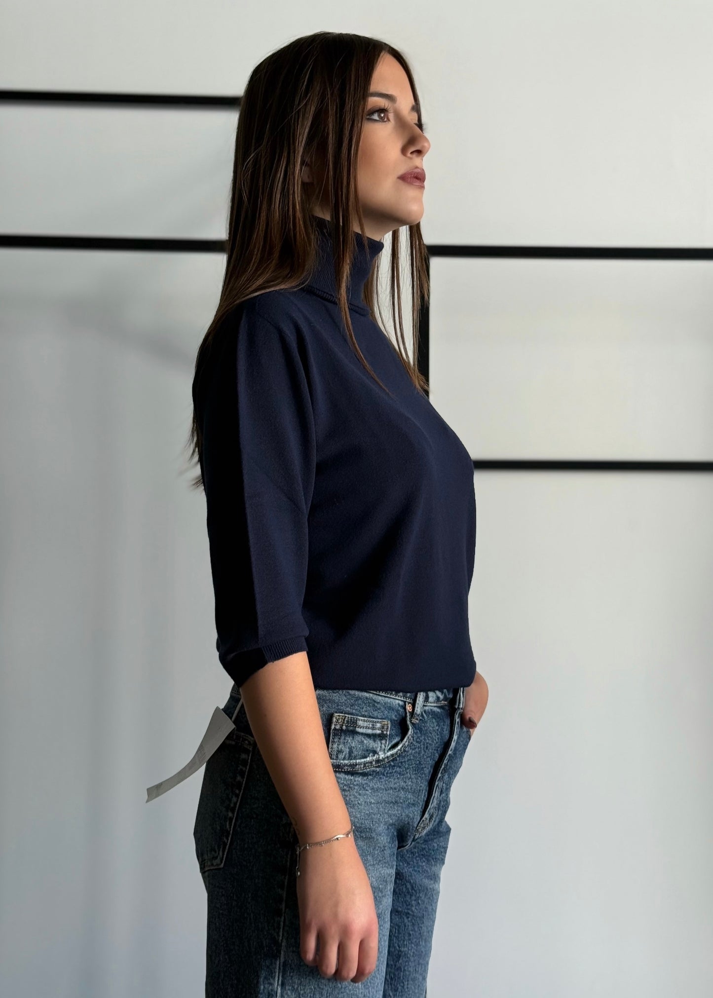 Maglia dolcevita a mezza manica -KONTATTO