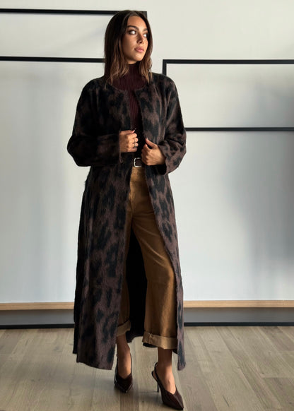 Cardigan lungo animalier -KONTATTO