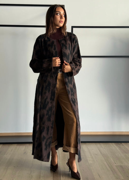 Cardigan lungo animalier -KONTATTO