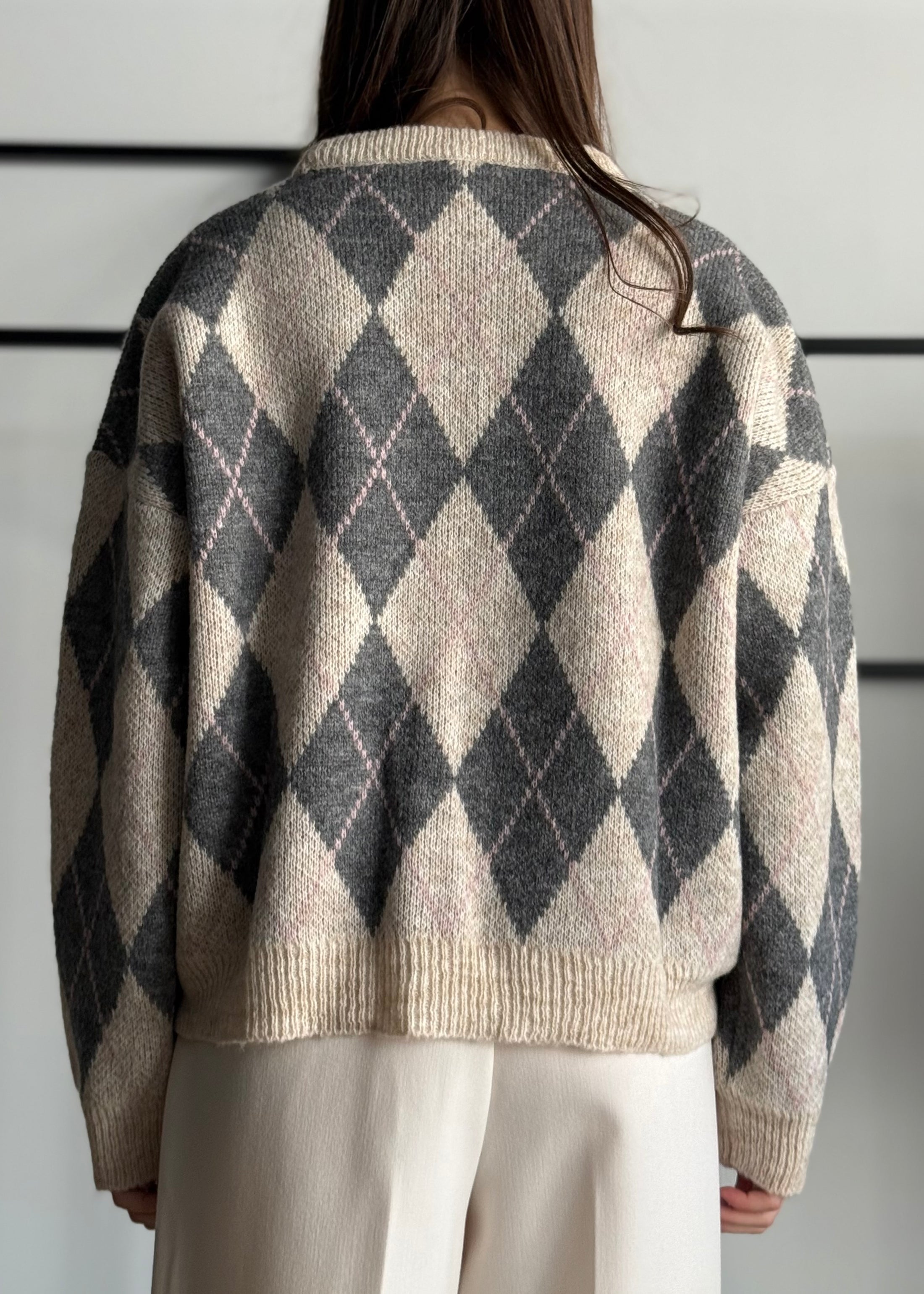 Maglia girogola con stampa a rombi -KONTATTO