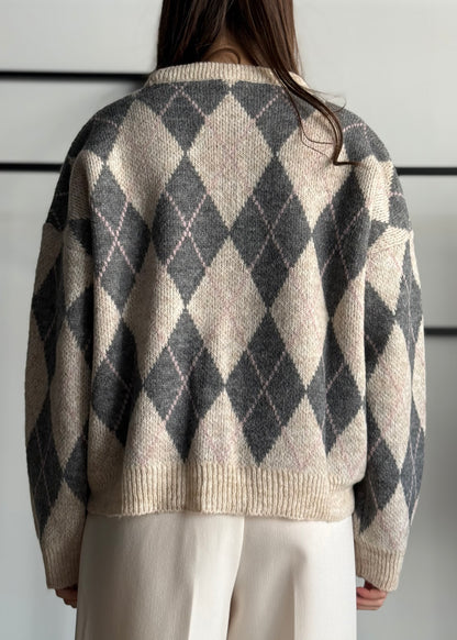 Maglia girogola con stampa a rombi -KONTATTO