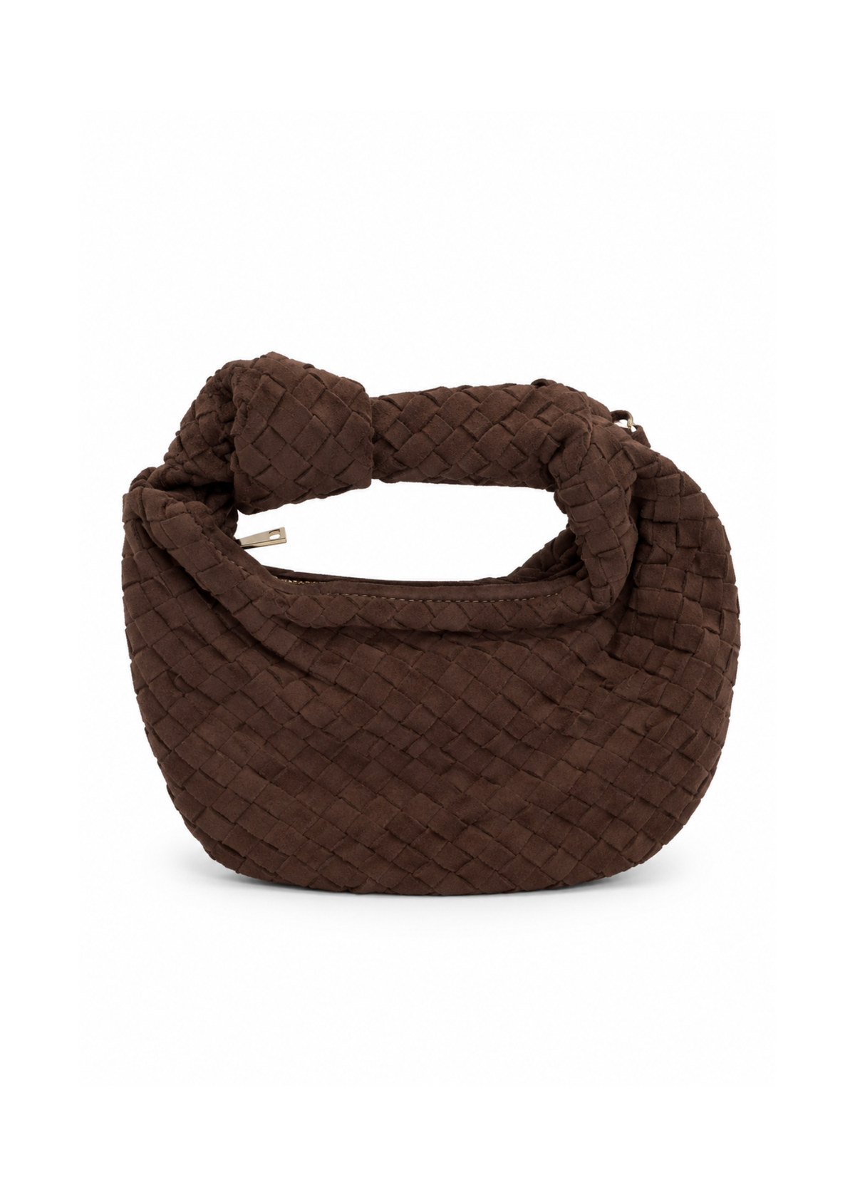 Borsa in suede moro intrecciata con nodo