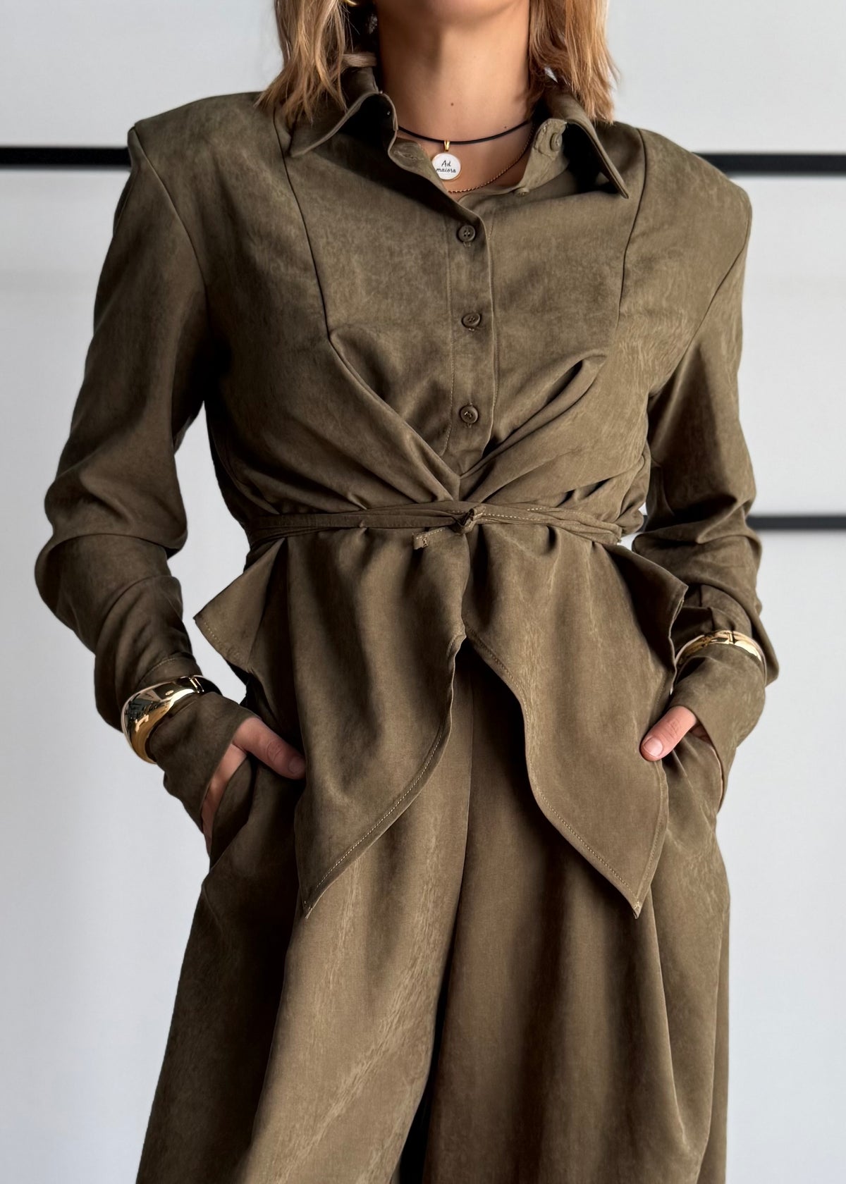 Camicia cropped militare effetto suede - PHILIALOFT