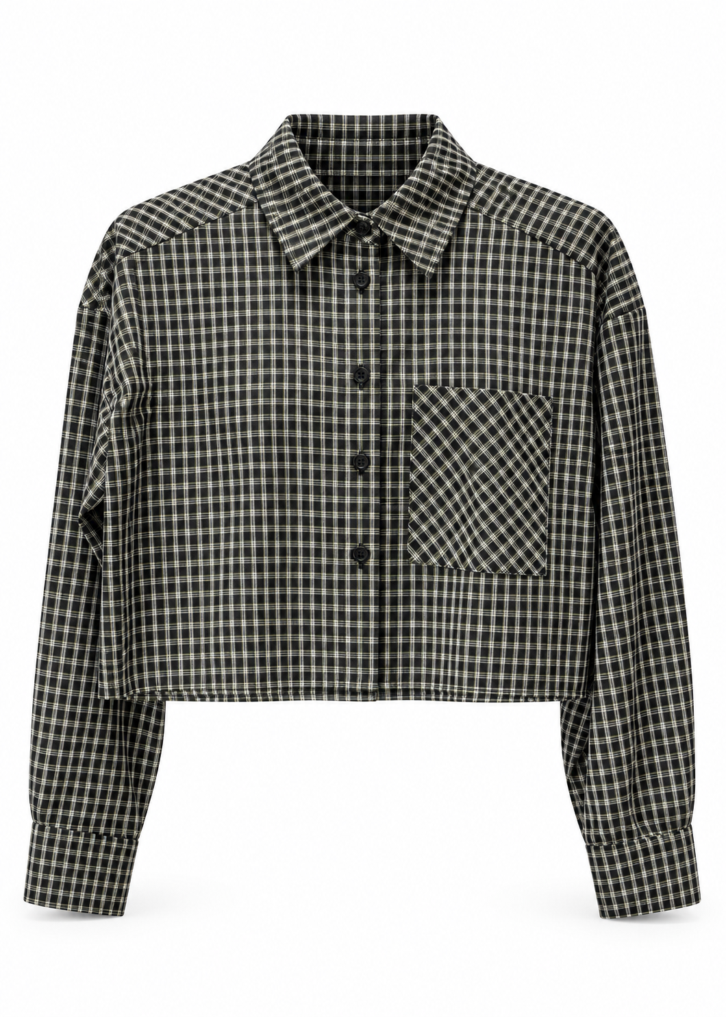 Camicia cropped a quadri con taschino