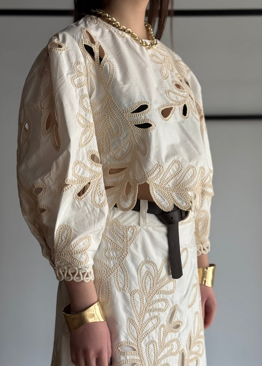 Camicia cropped PHILIALOFT ricamata