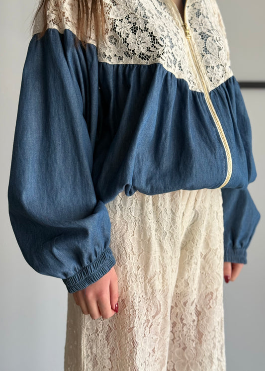 Giacca denim KIKISIX con pizzo