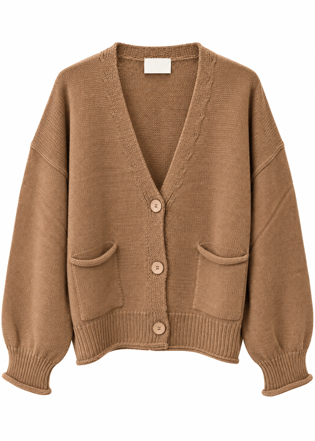 Cardigan over camel con tasche - ZAHJR