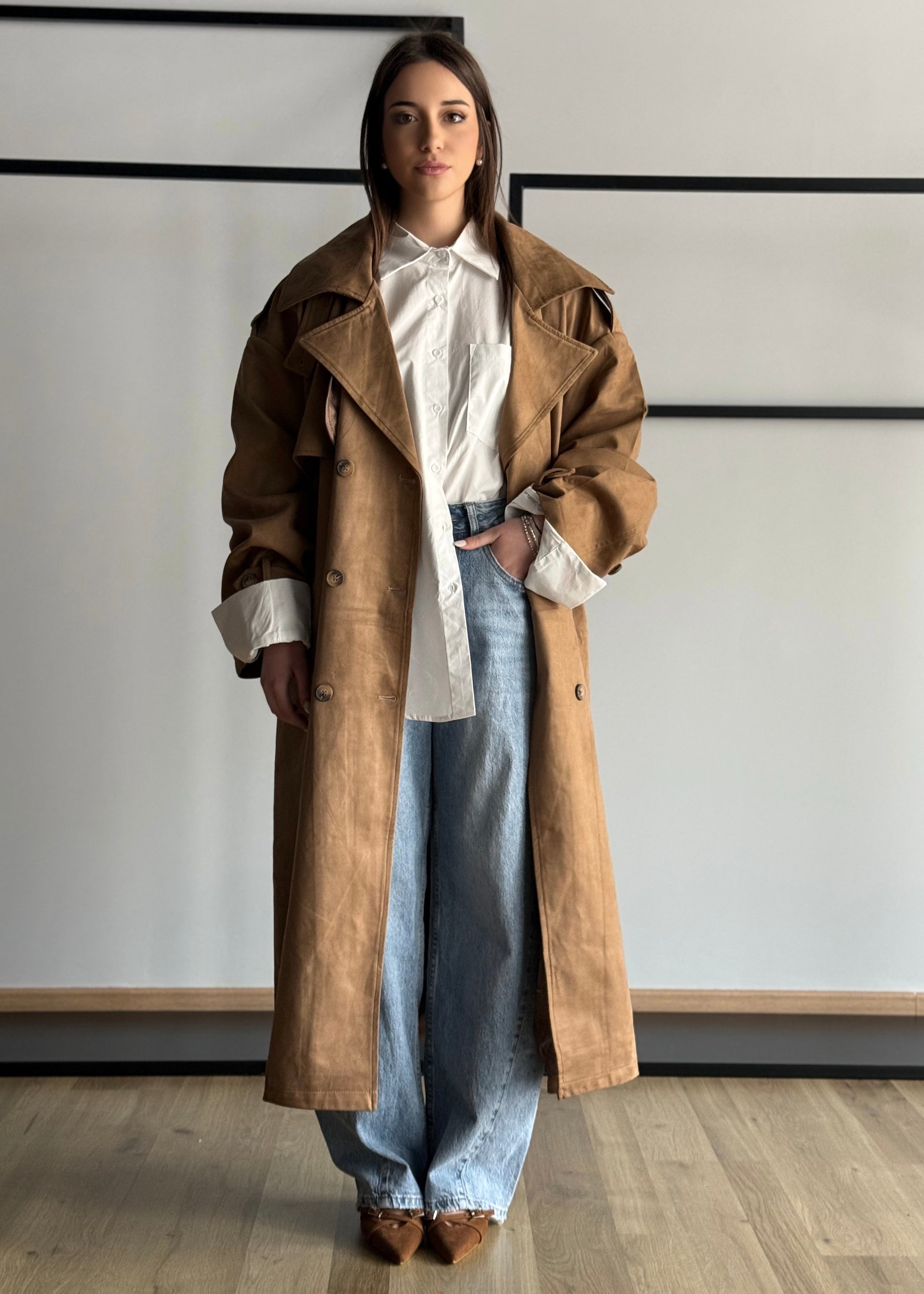 Trench THEVICE in suede cammello