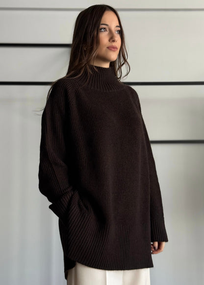 Maglia dolcevita a coste laterali -KONTATTO