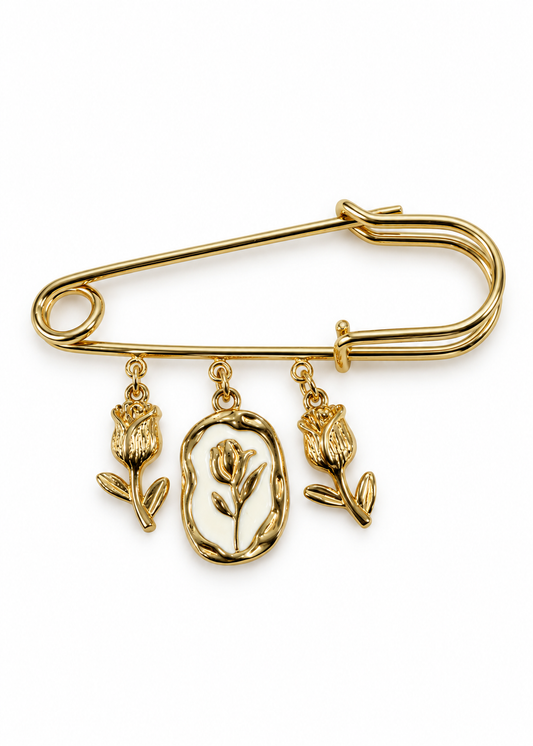 Spilla dorata con charms tulipano