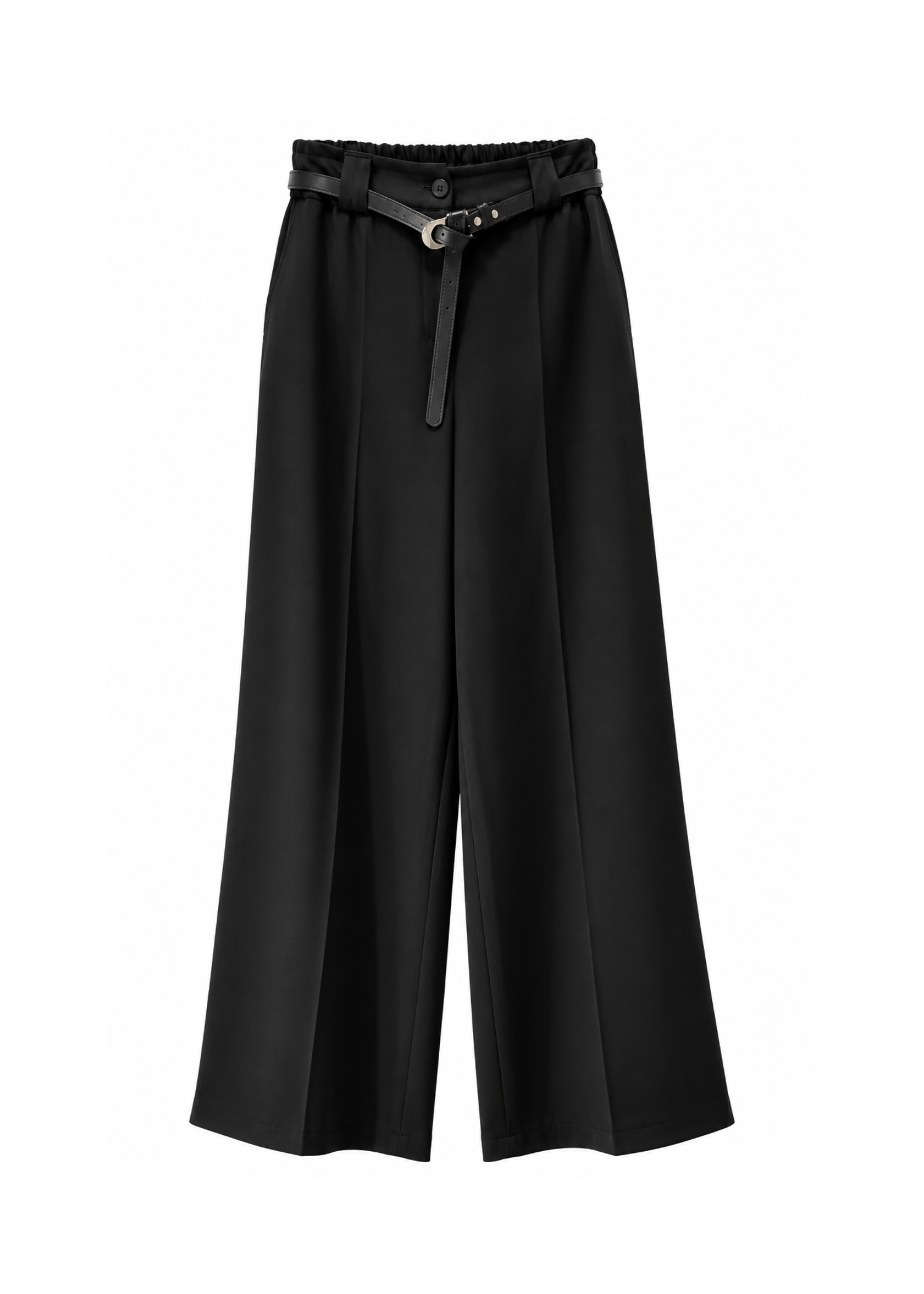 Pantalone nero palazzo con cintura - ZAHJR