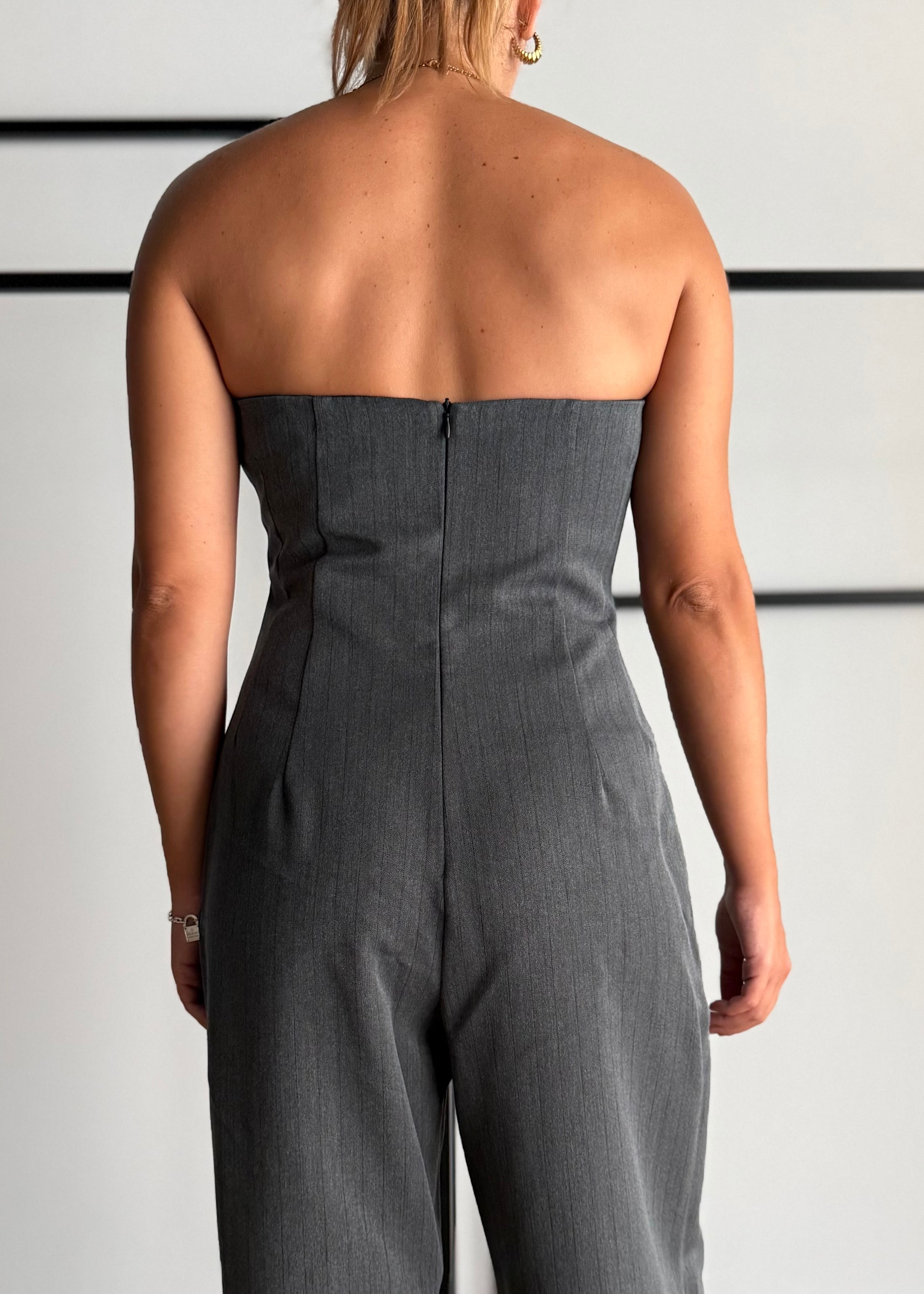 Tuta grigia gessata bustier - KONTATTO
