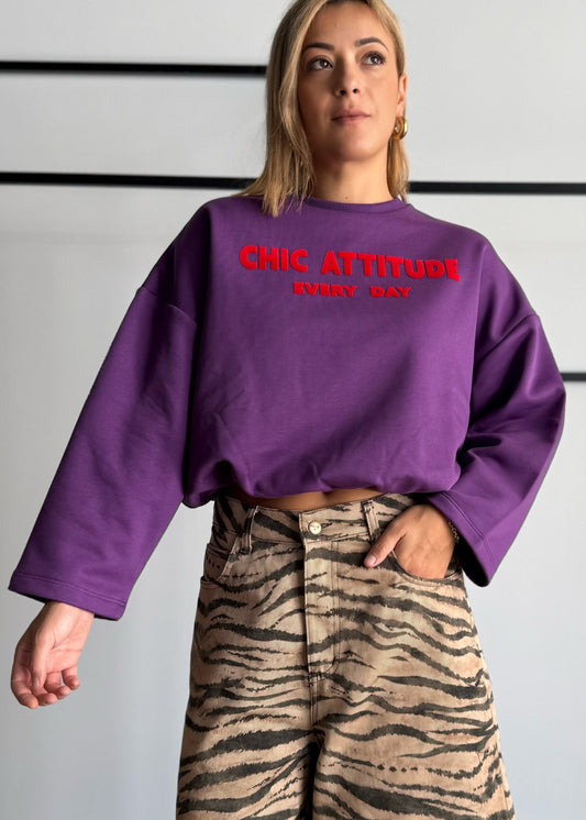Felpa chic attitude viola - KONTATTO