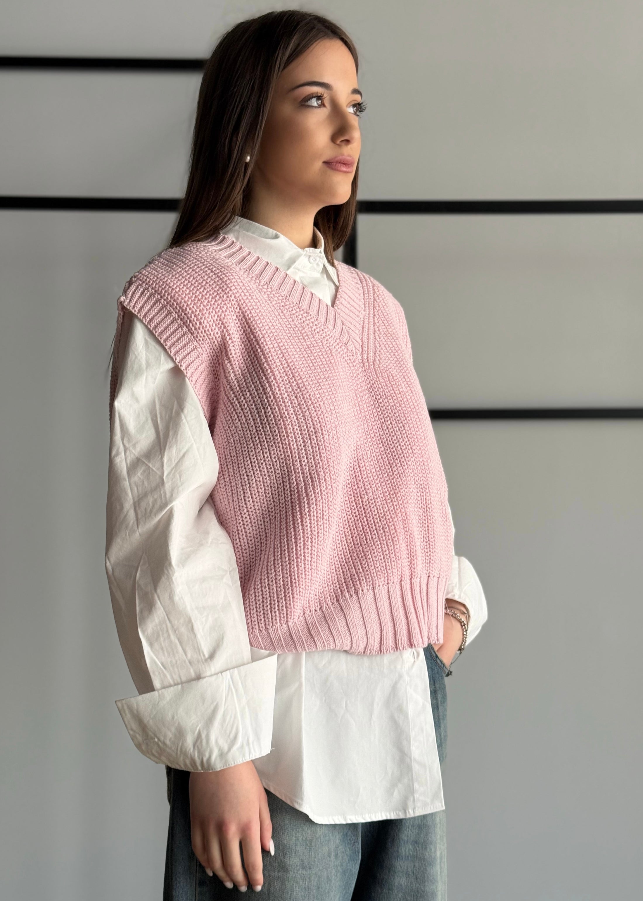 Gilet ZAHJR in maglia rosa