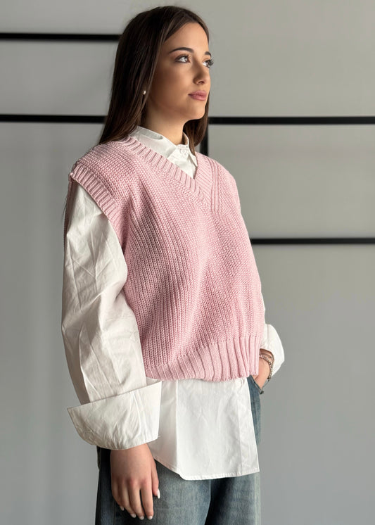Gilet ZAHJR in maglia rosa