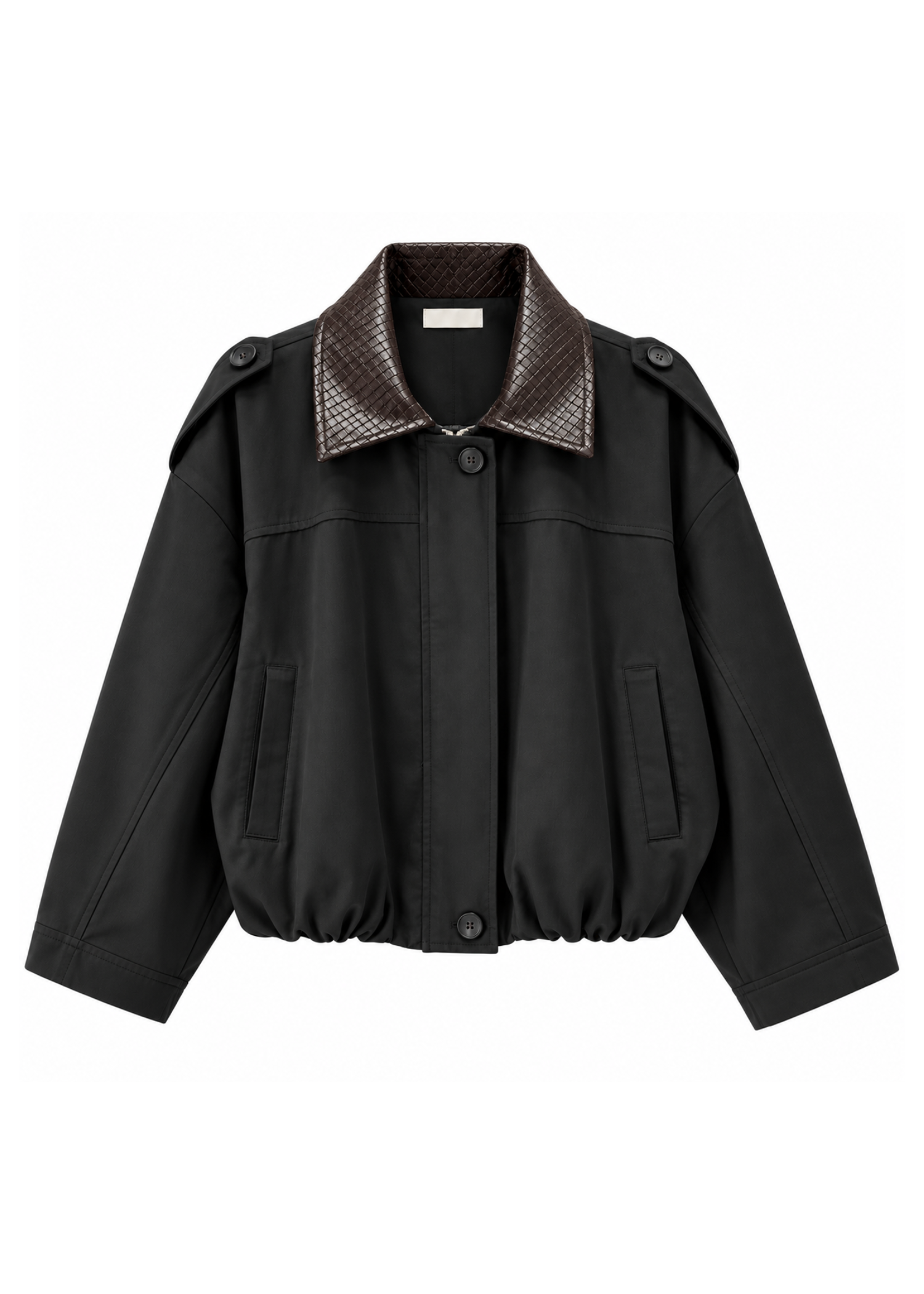 Giacca Bomber nero con Collo in Ecopelle