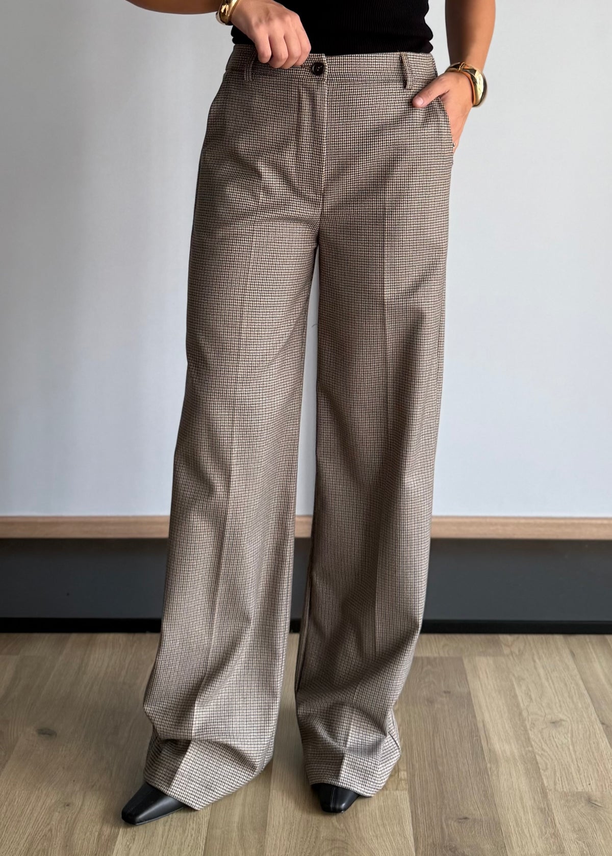 Pantalone palazzo in micro check - ZAHJR