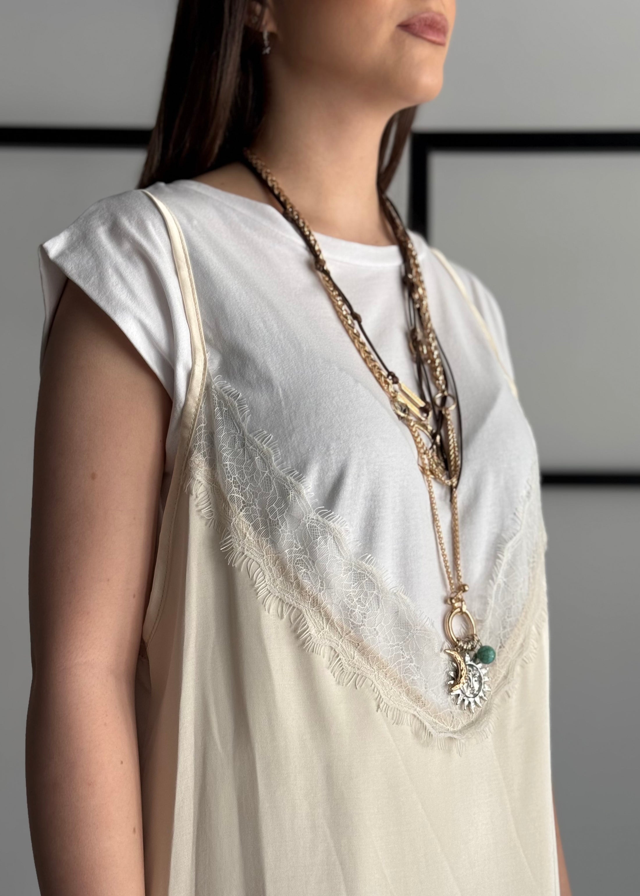 Abito t-shirt KIKISIX con sottoveste raso