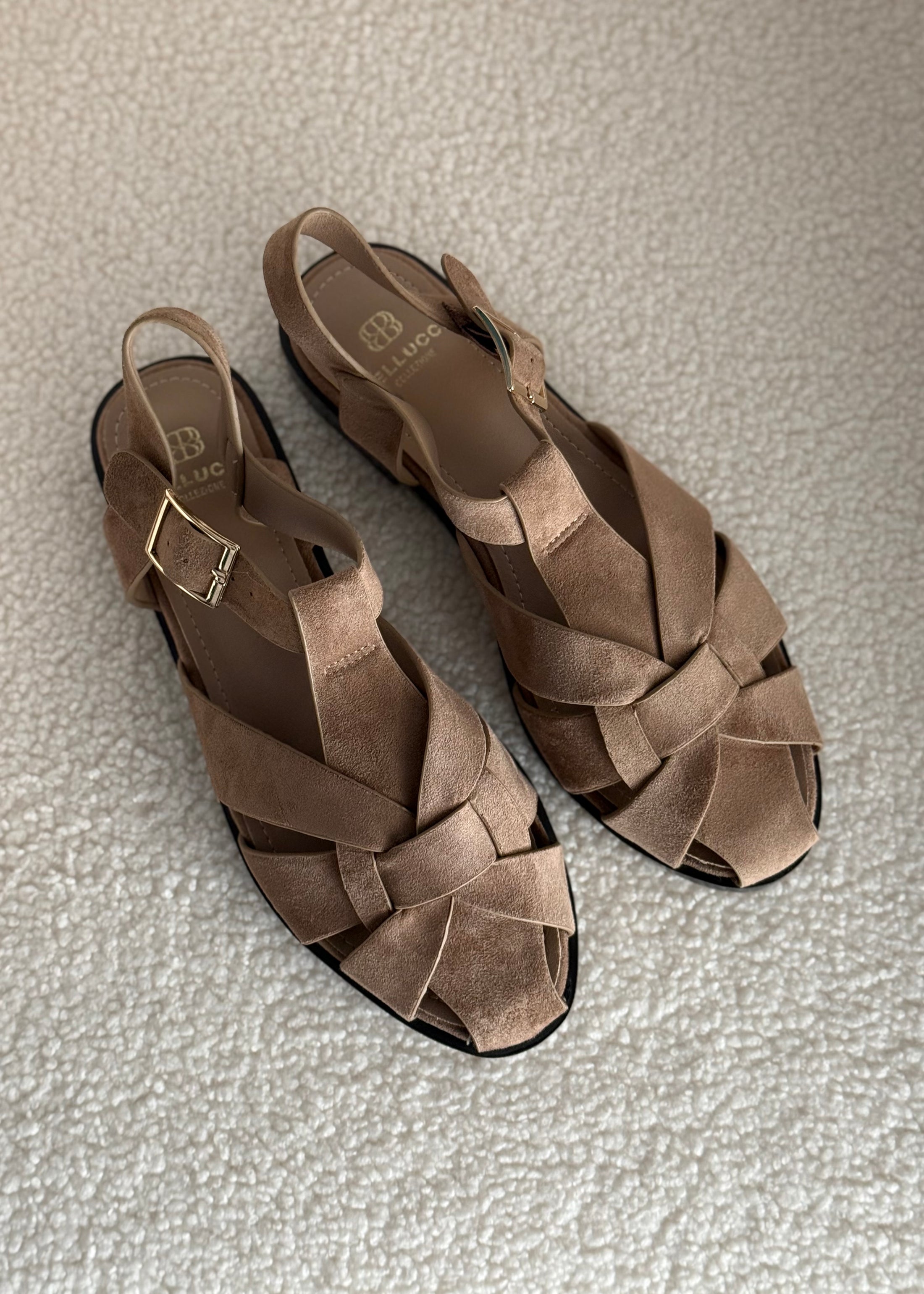 Sandali flat THEVICE intrecciati taupe