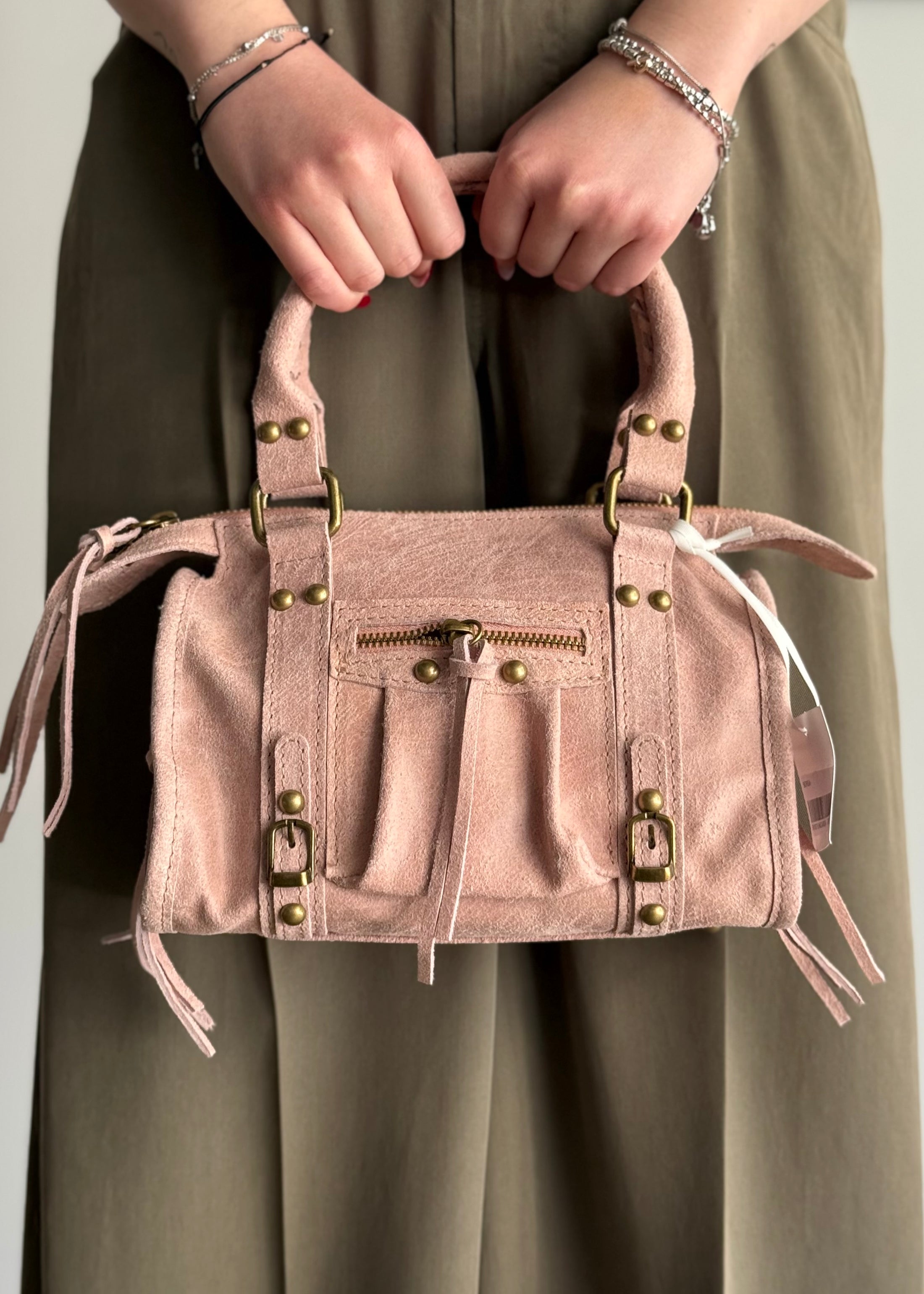 Borsa THEVICE in pelle scamosciata rosa