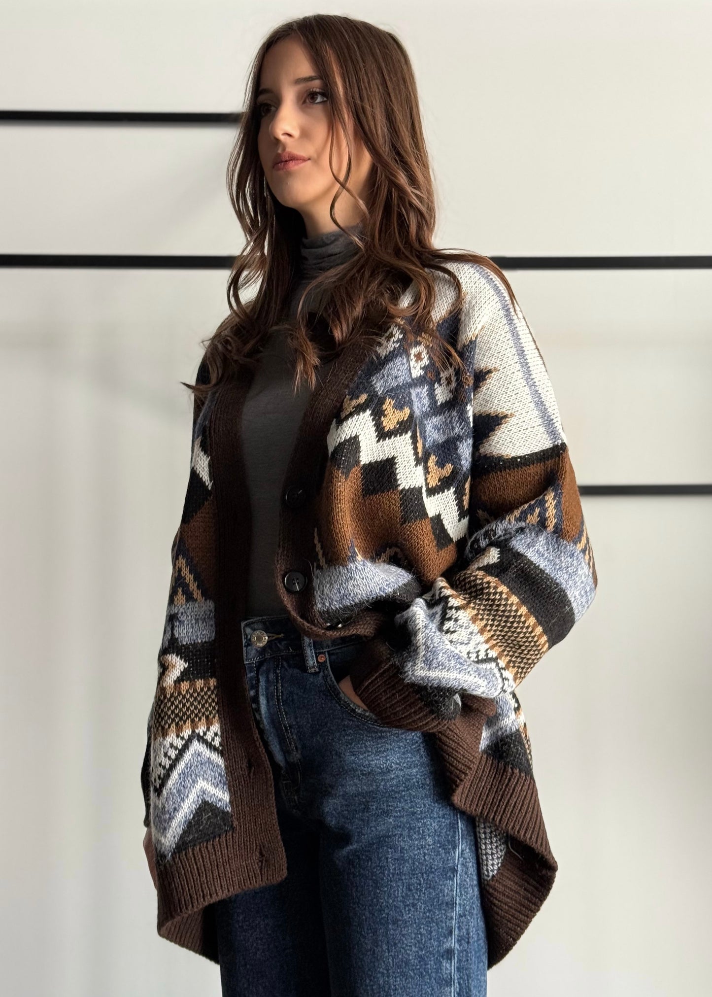 Cardigan ZAHJR jacquard oversize