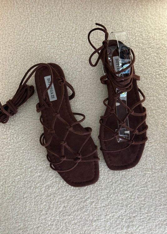 Sandali alla schiava in suede moro