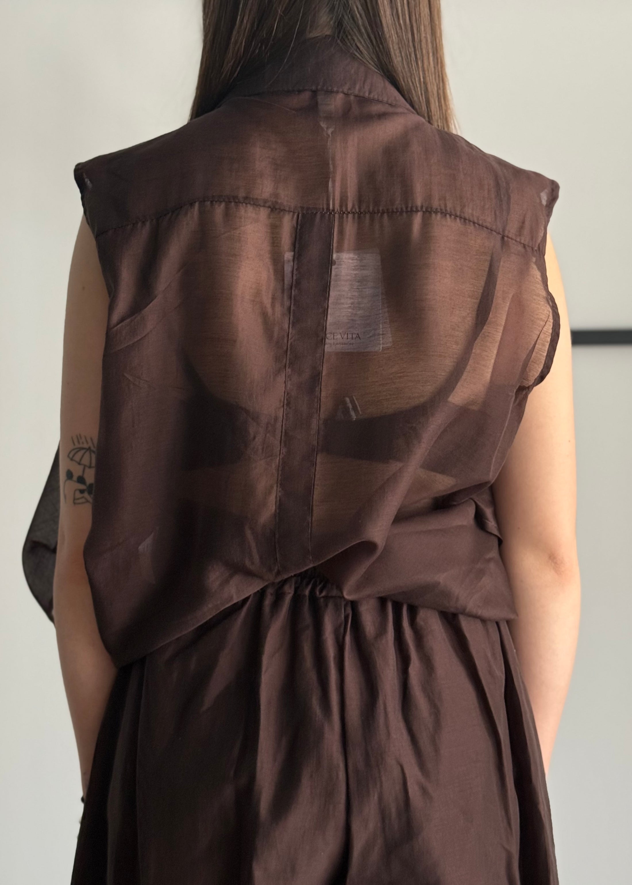 Camicia moro trasparente con volant