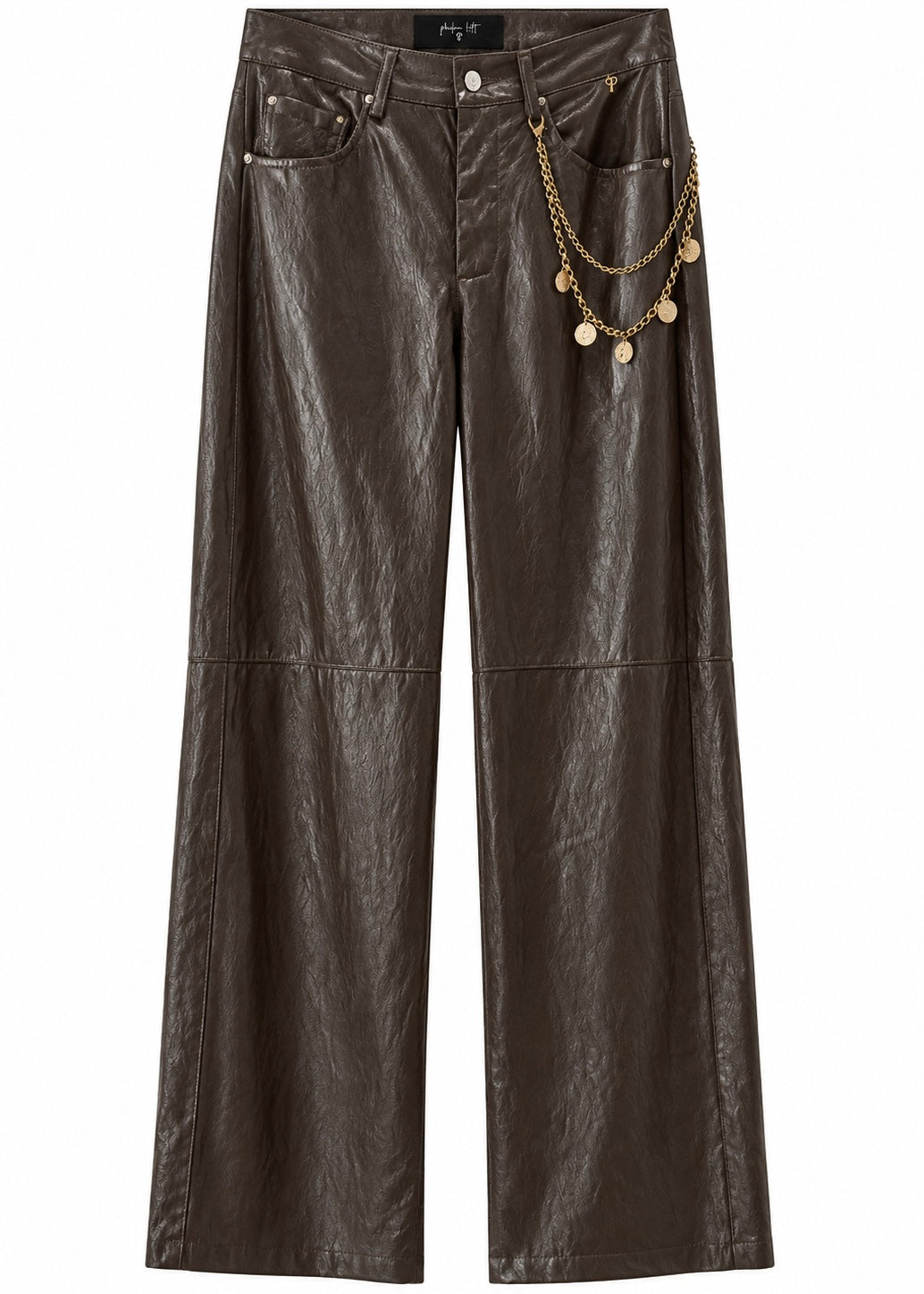 Pantalone wide leg in ecopelle moro - PHILIALOFT