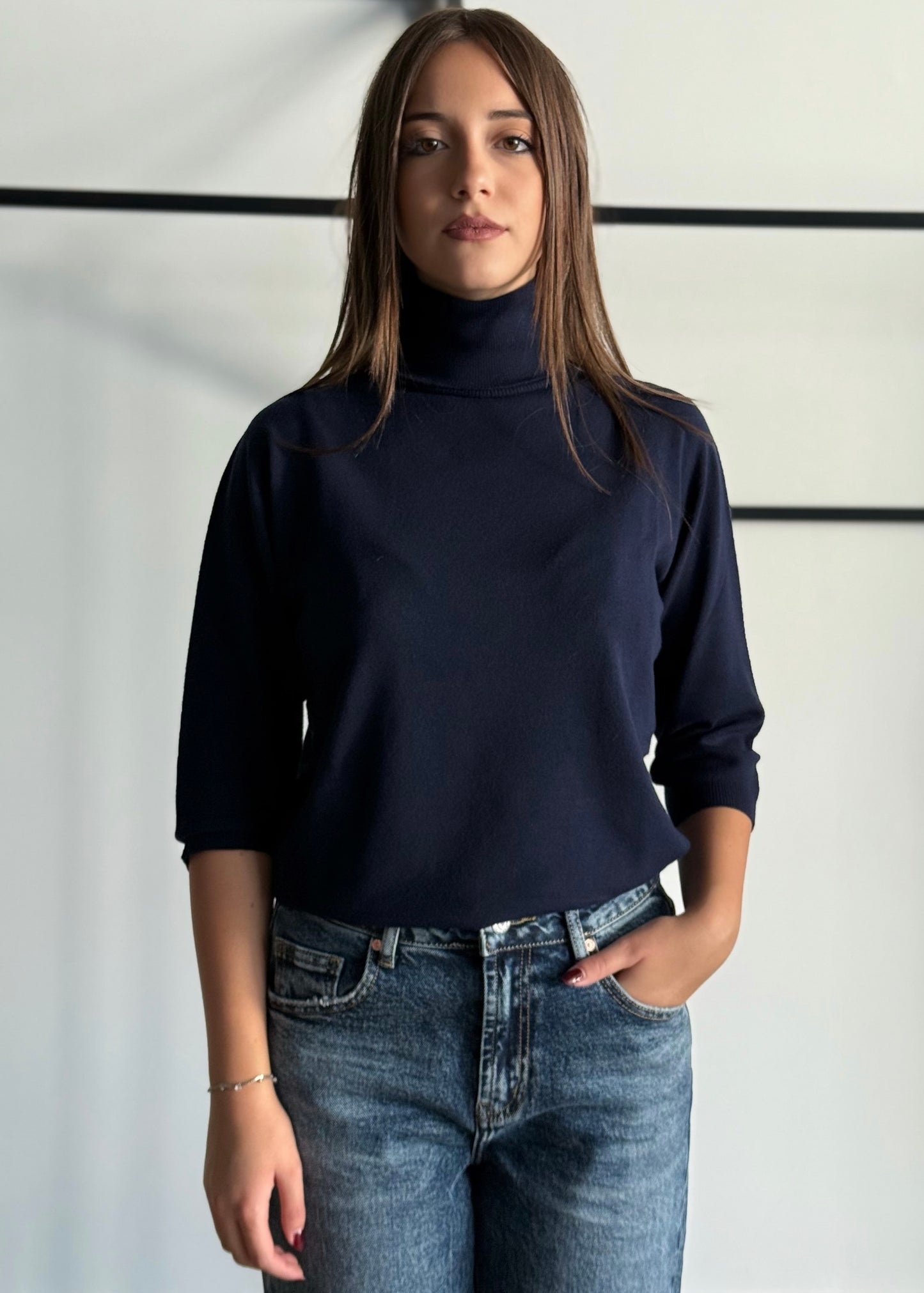 Maglia dolcevita a mezza manica -KONTATTO