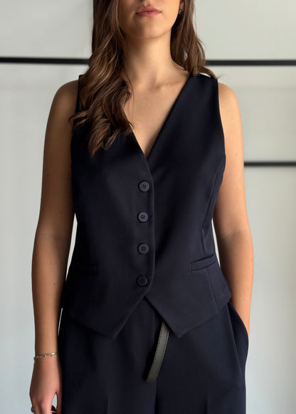 Gilet sartoriale blu con bottoni -ZAHJR