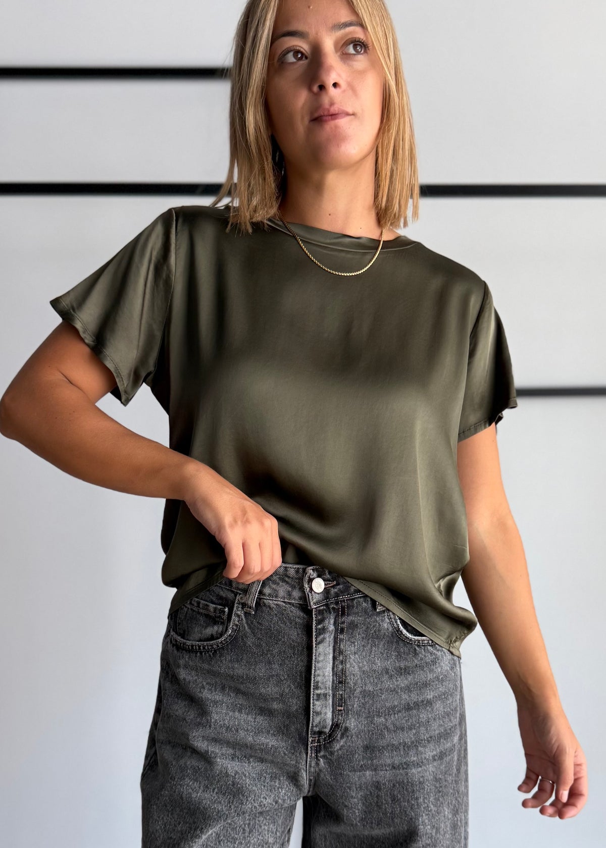 T-shirt militare in satin - ZAHJR