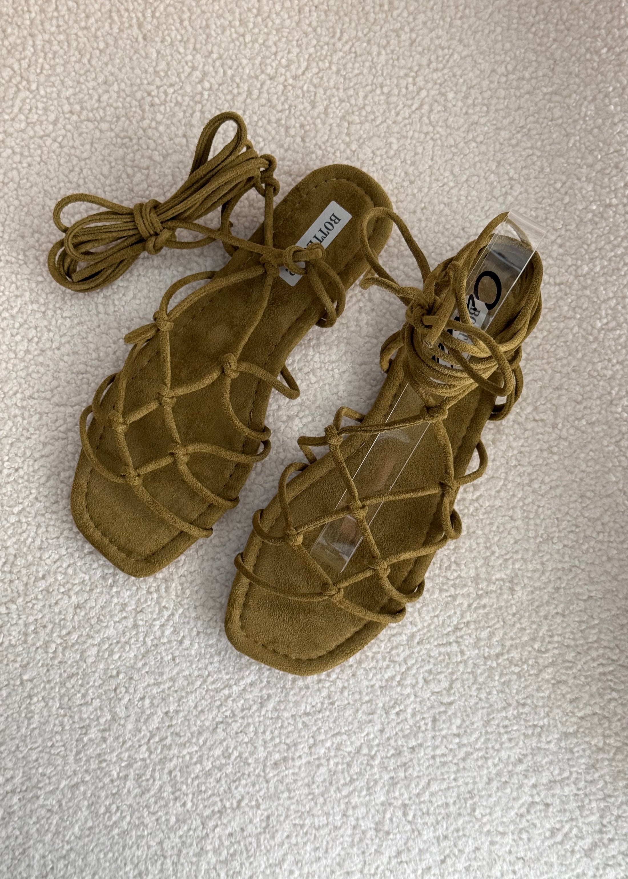 Sandali alla schiava in suede verde oliva