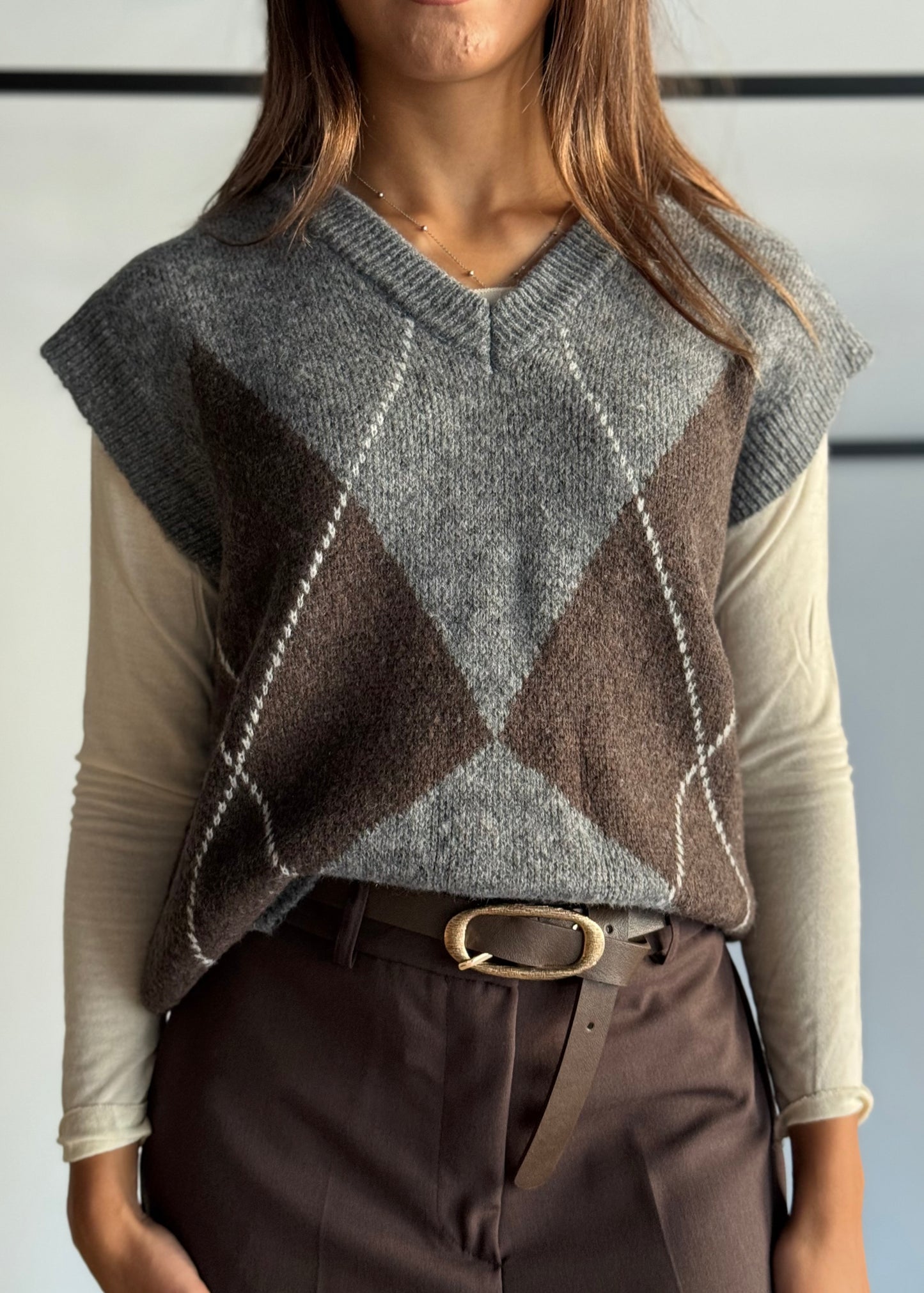 Gilet con stampa a rombi -KONTATTO