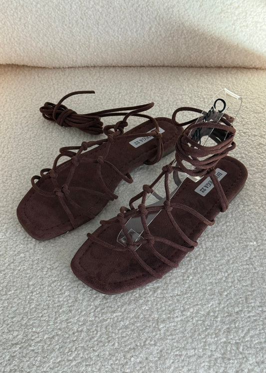 Sandali alla schiava in suede moro