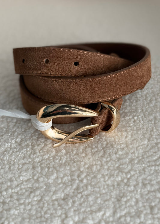 Cintura THEVICE cammello con Fibbia Oro