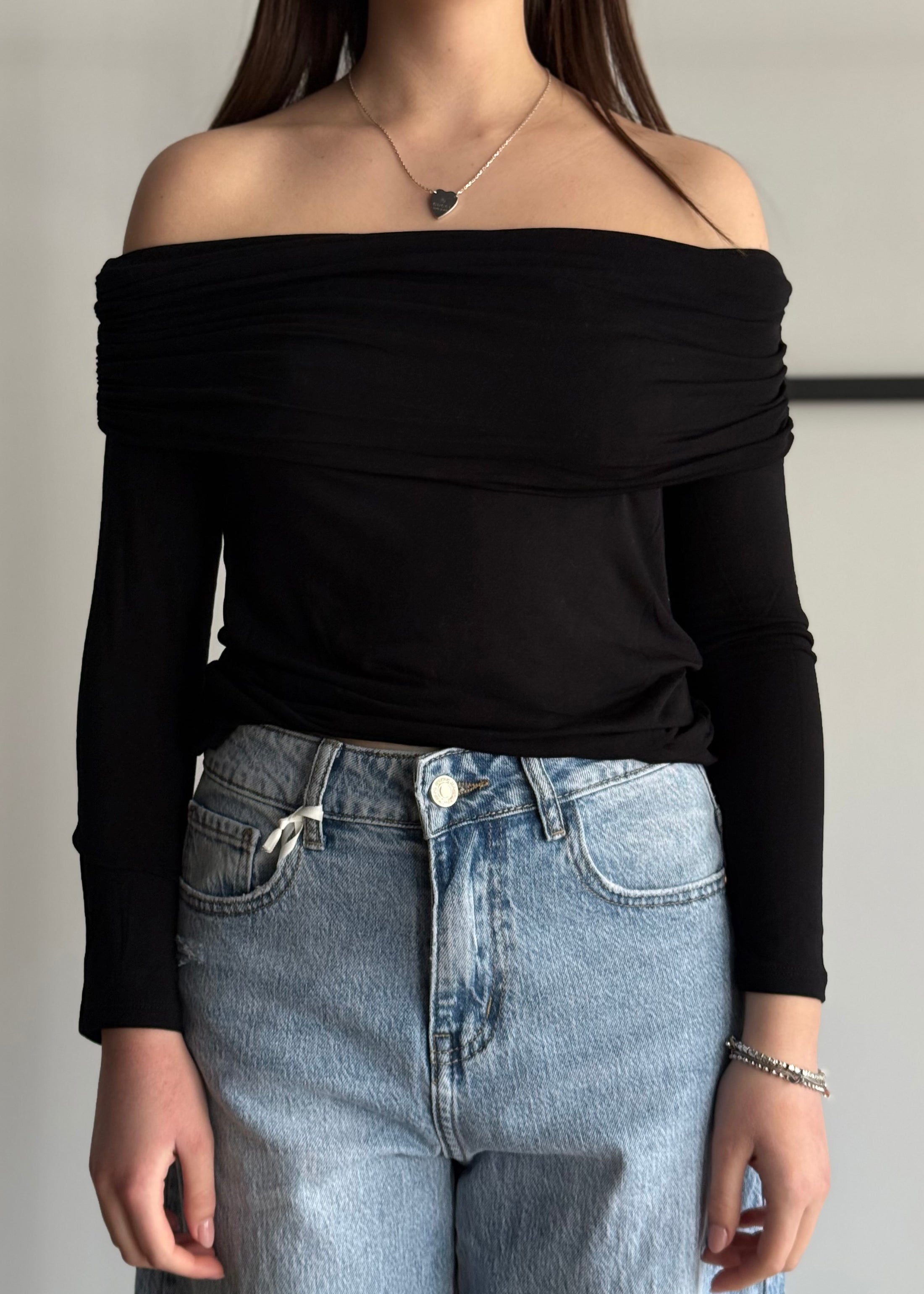 Top ZAHJR modello shiffer nero