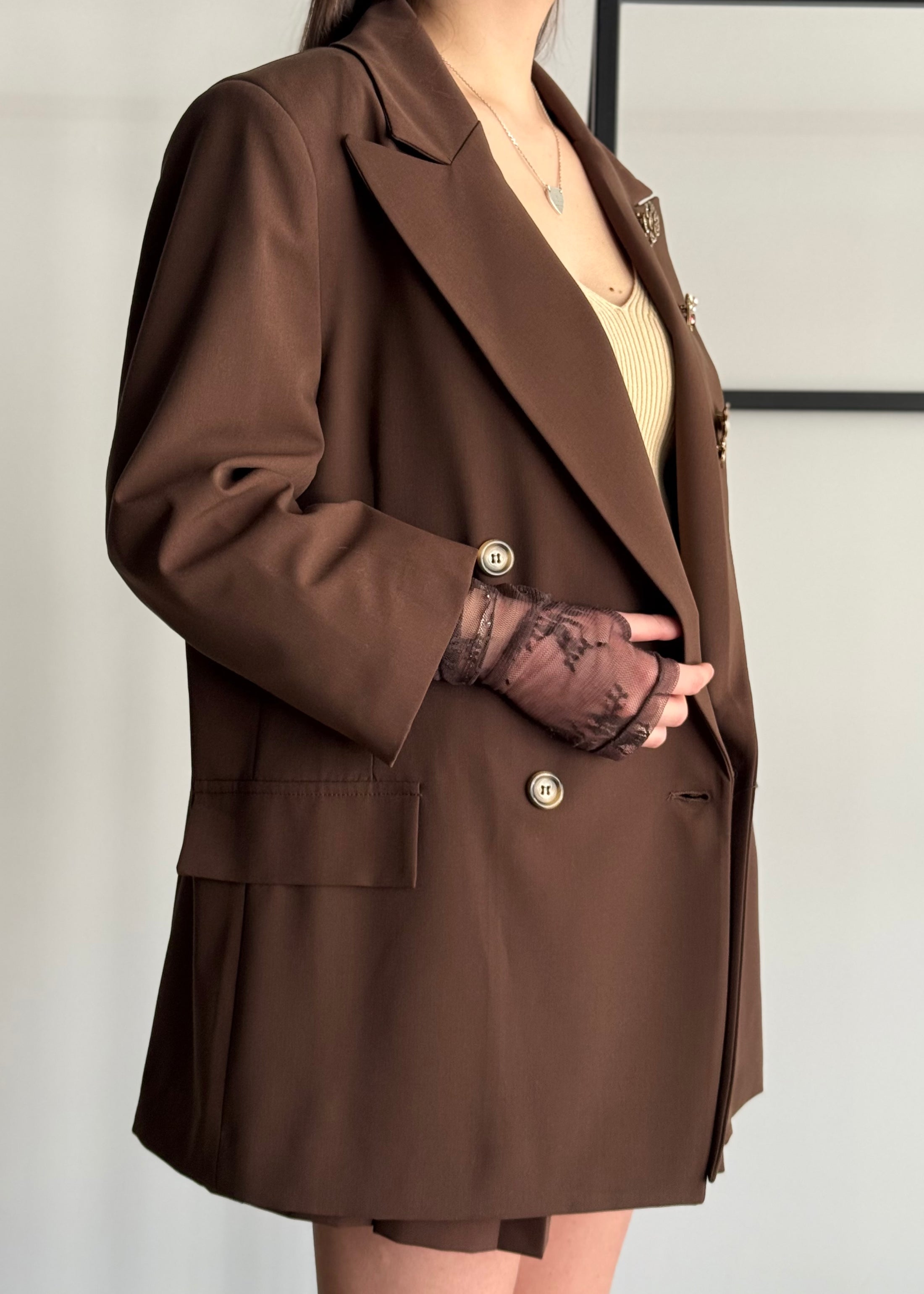 Blazer doppiopetto ZAHJR con maniche in pizzo