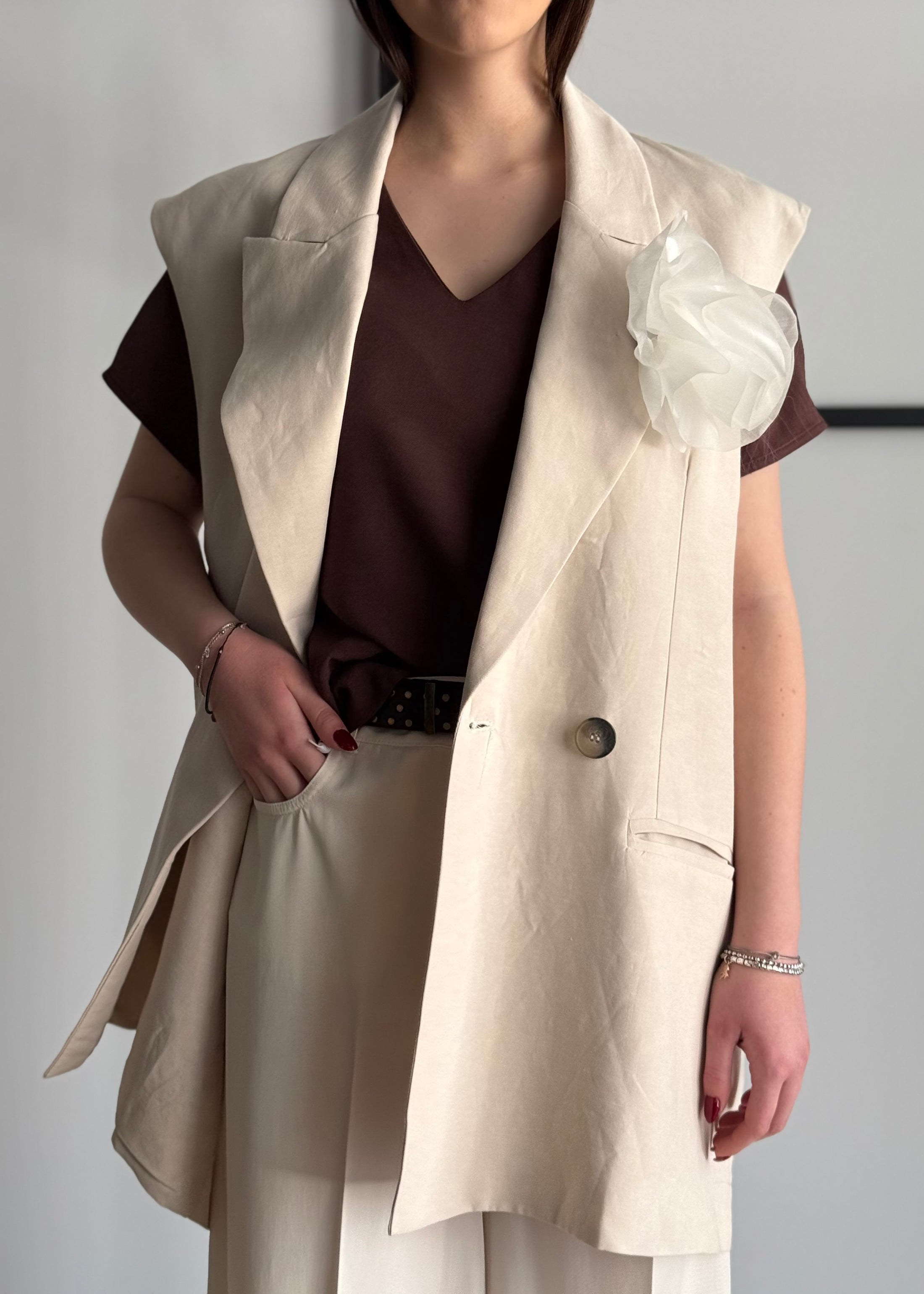 Gilet PHILIALOFT doppiopetto con spilla