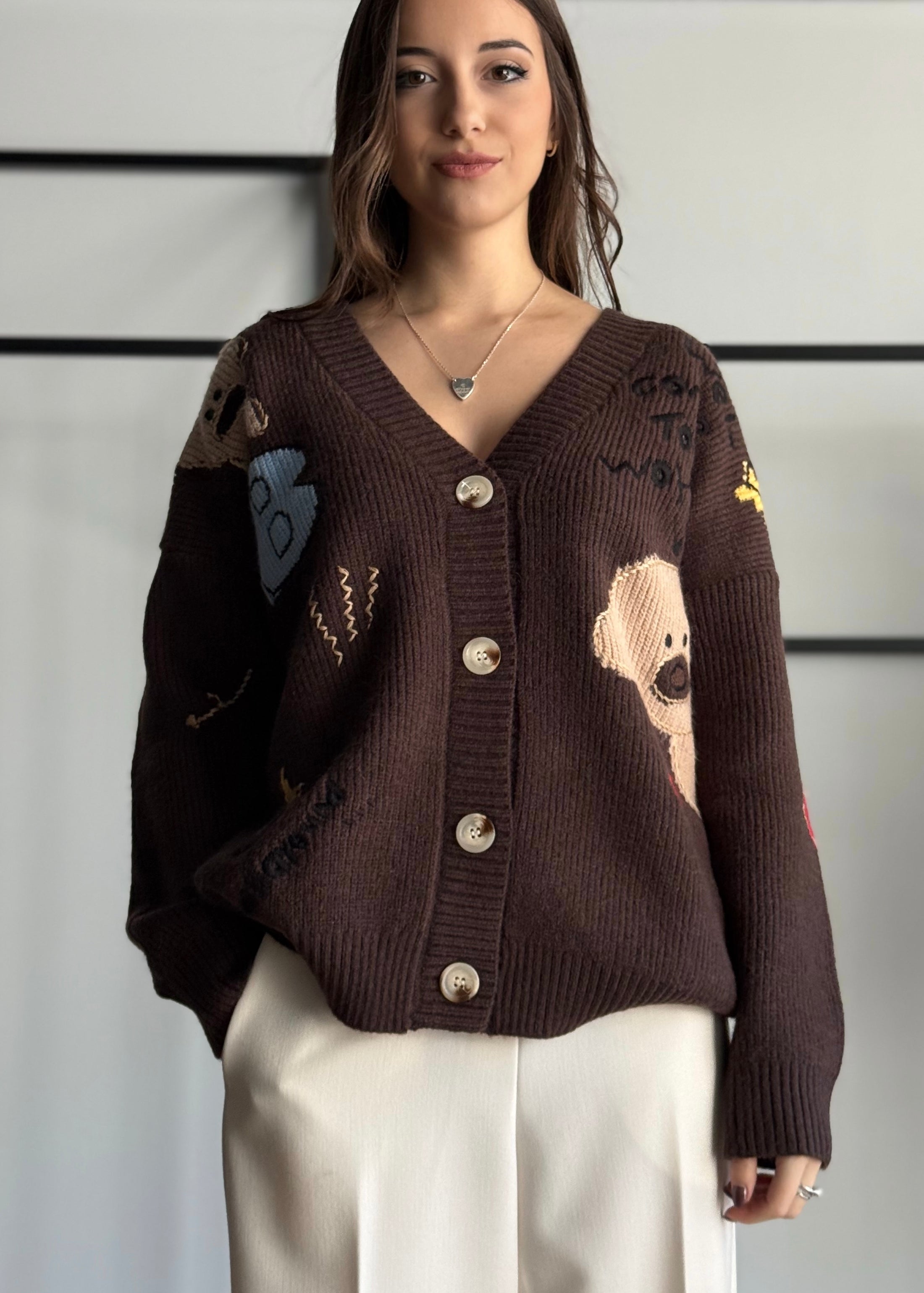 Cardigan KONTATTO con ricami cartoon