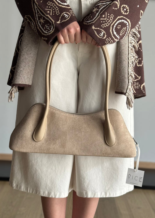 Borsa a spalla THEVICE in suede avorio
