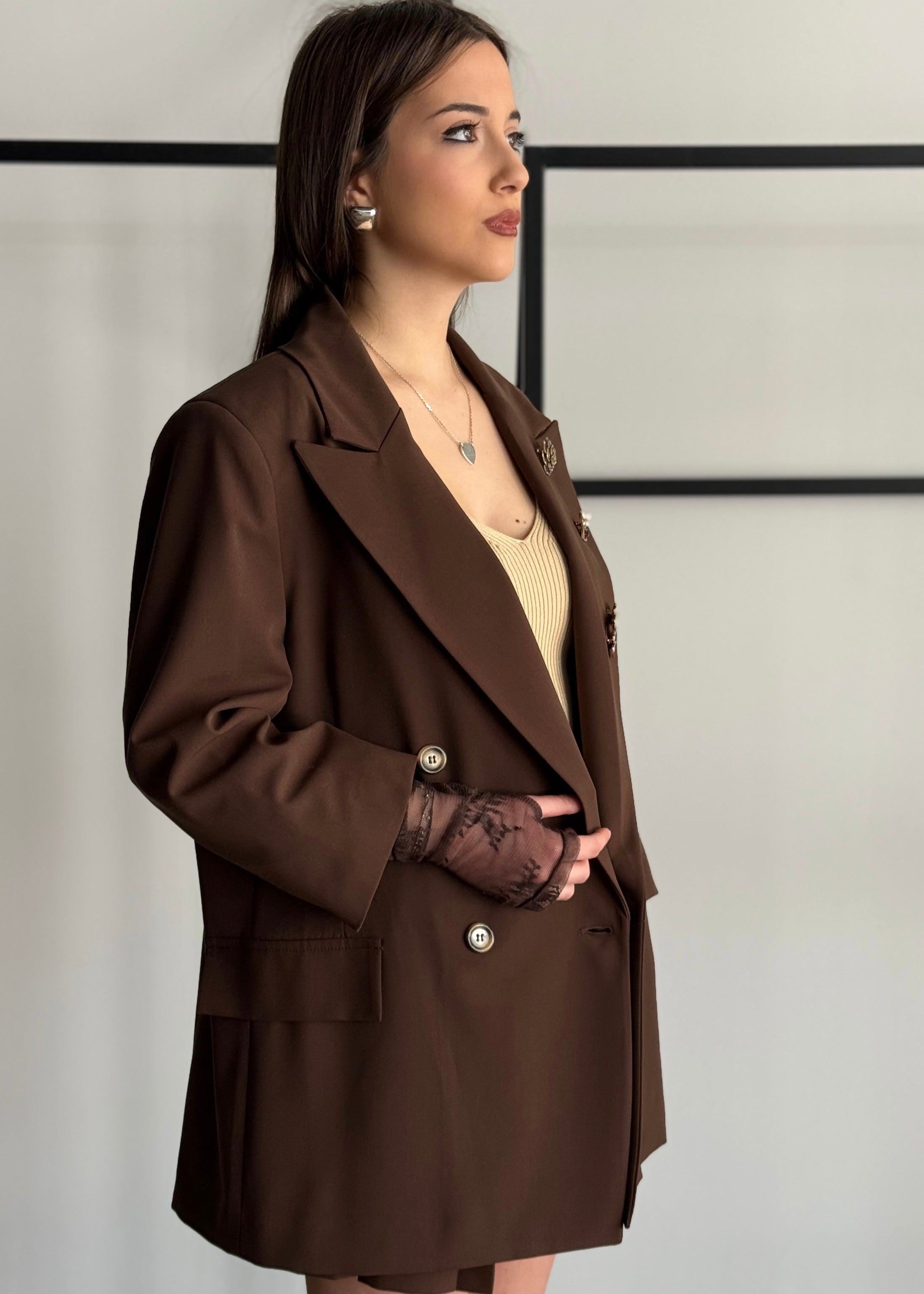 Blazer doppiopetto ZAHJR con maniche in pizzo