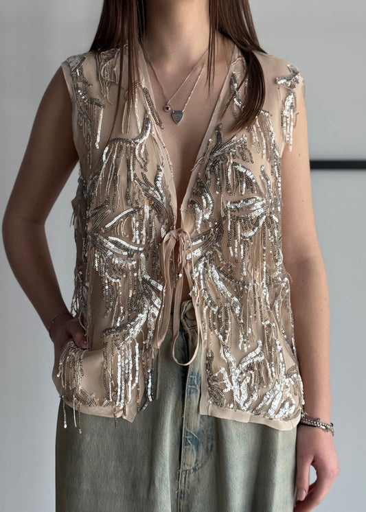 Gilet PHILIALOFT in tulle con paillettes