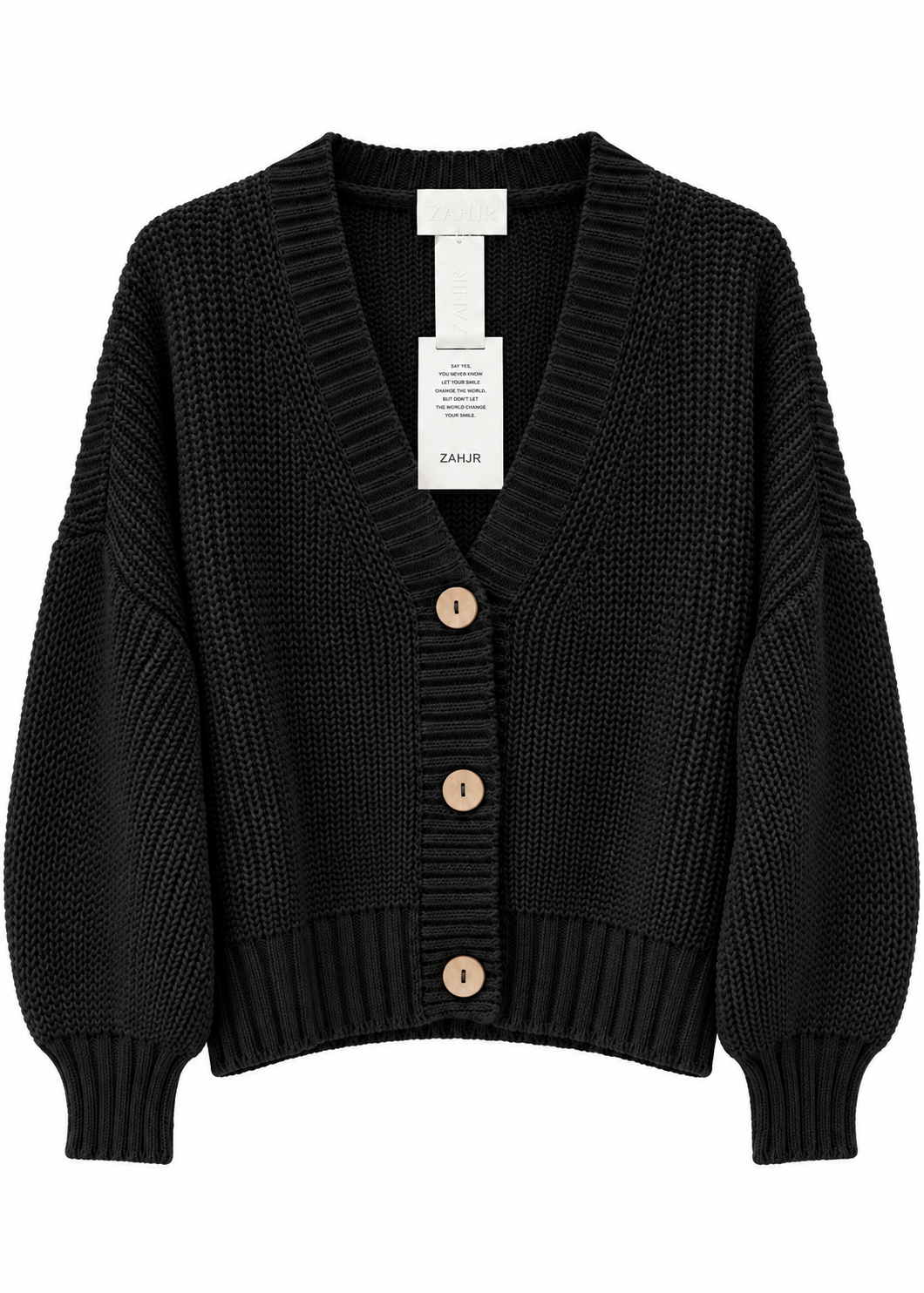 Cardigan chunky nero con bottoni - ZAHJR