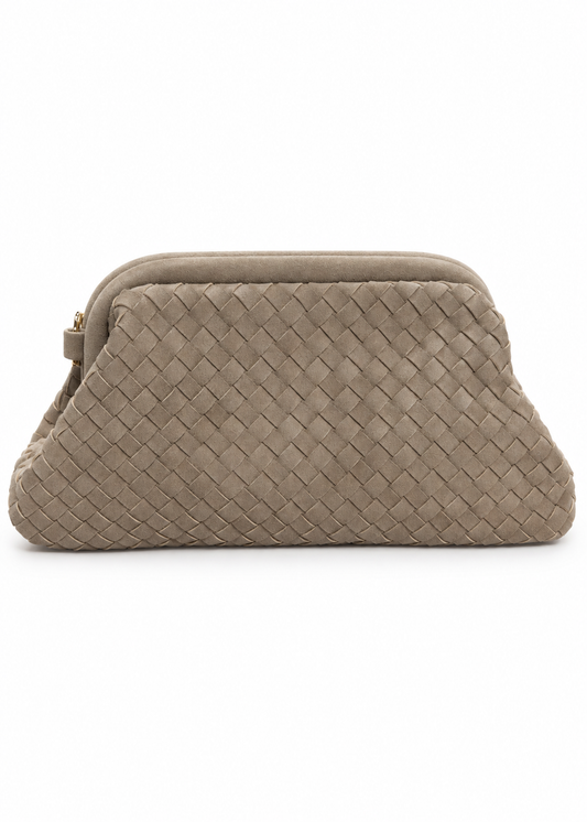 Clutch taupe effetto suede